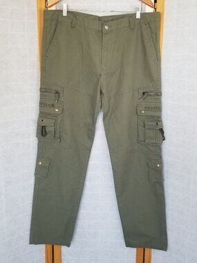 Men's Profile Army Green Cargo Pants Size 40 Tactical Olive Pockets